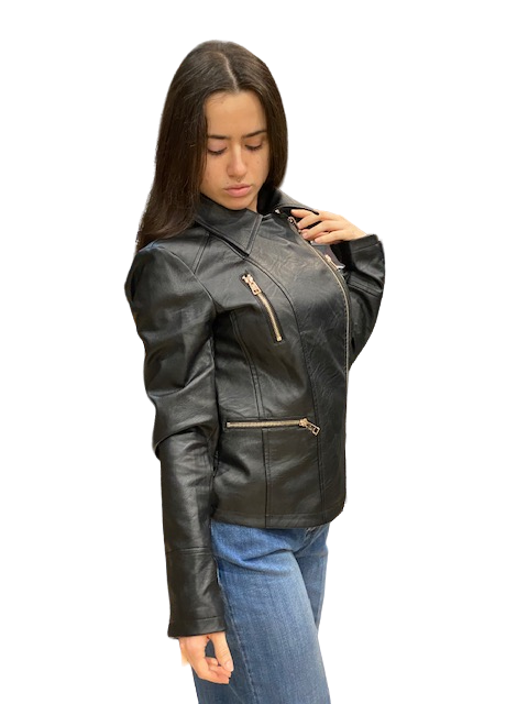 CafèNoir women's biker jacket in imitation leather C7JG0018 N01 black
