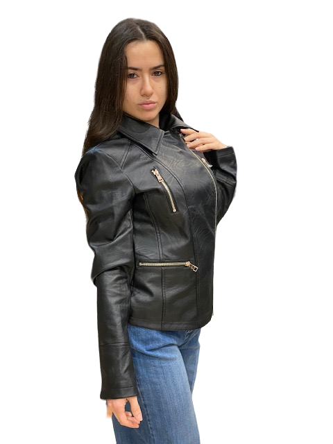 CafèNoir women's biker jacket in imitation leather C7JG0018 N01 black