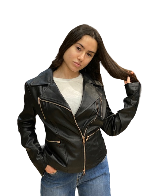 CafèNoir women's biker jacket in imitation leather C7JG0018 N01 black