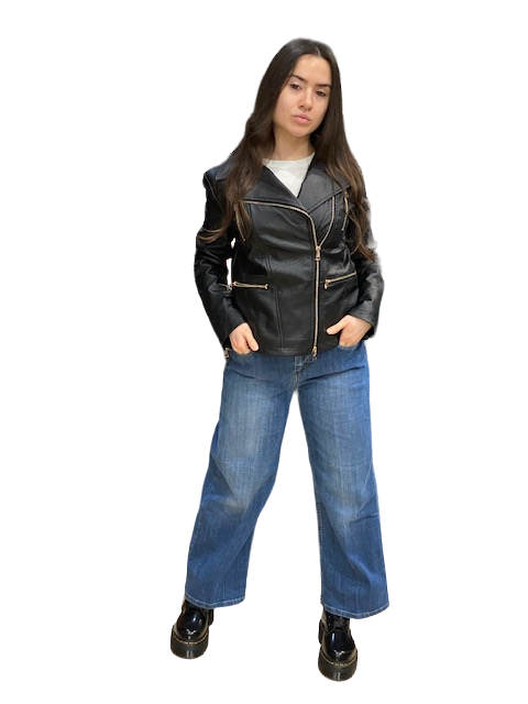 CafèNoir women's biker jacket in imitation leather C7JG0018 N01 black