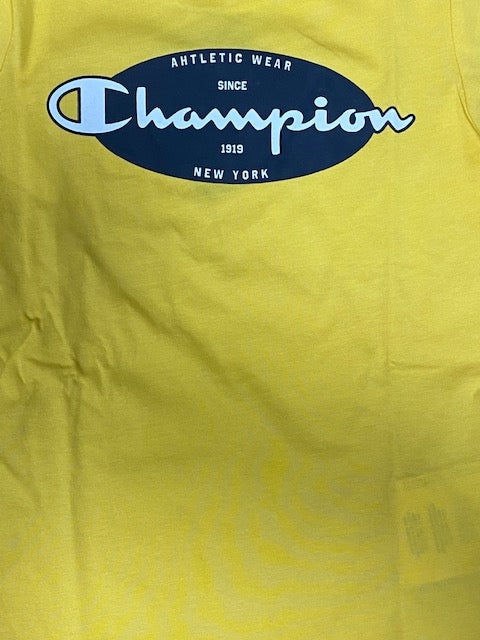 Champion completino da ragazzo Legacy Graphic T-shirt + Bermuda 306314 YS043 MIY giallo-blu