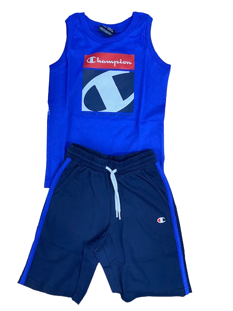 Champion boy's outfit Legacy Graphic Tank Top + Bermuda 306318 BS071 ETR bluette-navy