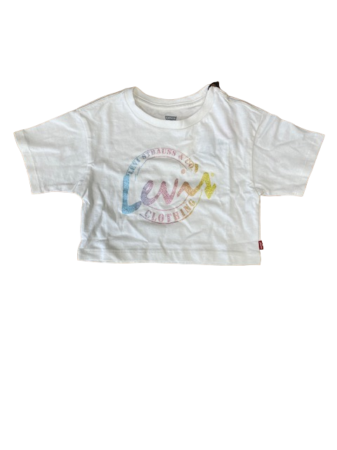 Levi's Kids Girls T-shirt Meet and Greet Script Tee 3EH190-W5I 4EH190-W5I white alyssum