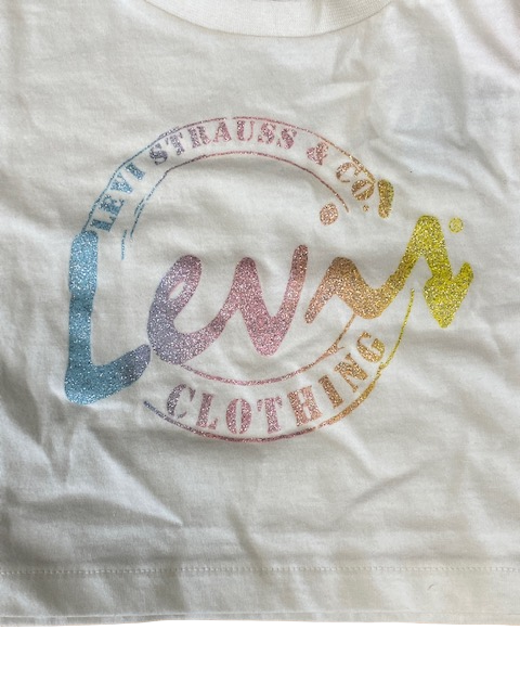 Levi's Kids Girls T-shirt Meet and Greet Script Tee 3EH190-W5I 4EH190-W5I white alyssum