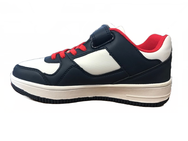 Champion scarpa sneakers da bambino in pelle con strappo Low Cut Rebound Low S31359-S19 blu-bianco