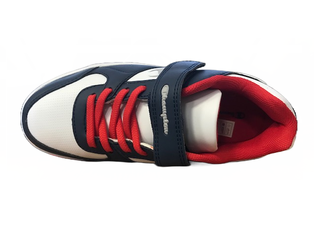 Champion scarpa sneakers da bambino in pelle con strappo Low Cut Rebound Low S31359-S19 blu-bianco