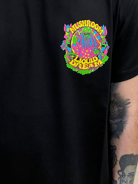 Mushroom T-shirt da uomo manica corta in cotone 12028-01 nero
