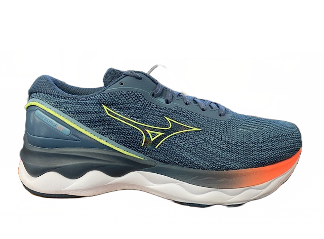 Mizuno Wave Skyrise 3 running shoe J1GC220981 smoke blue-neo lime-neon flame