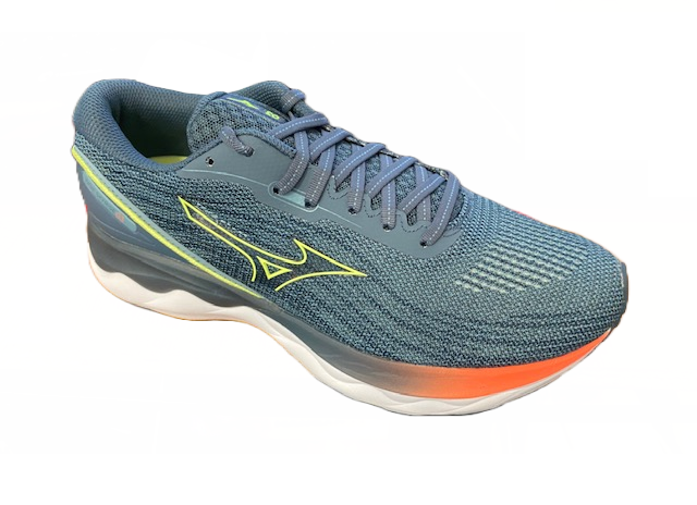 Mizuno Wave Skyrise 3 running shoe J1GC220981 smoke blue-neo lime-neon flame