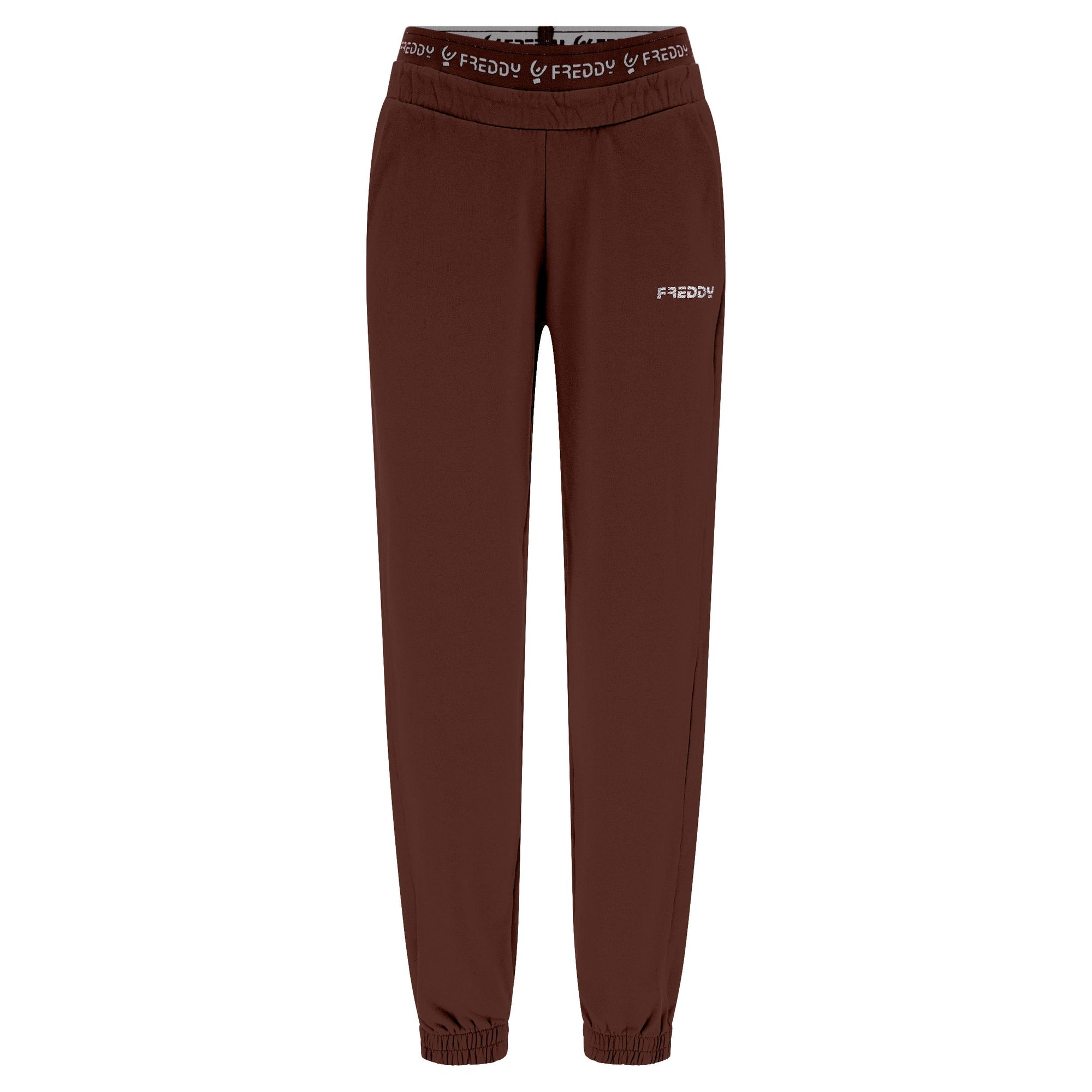 Freddy Pantaloni sportivi in felpa garzata con elastico JOGGER1C024X M79X Chocolate Fondant Direct Dyed