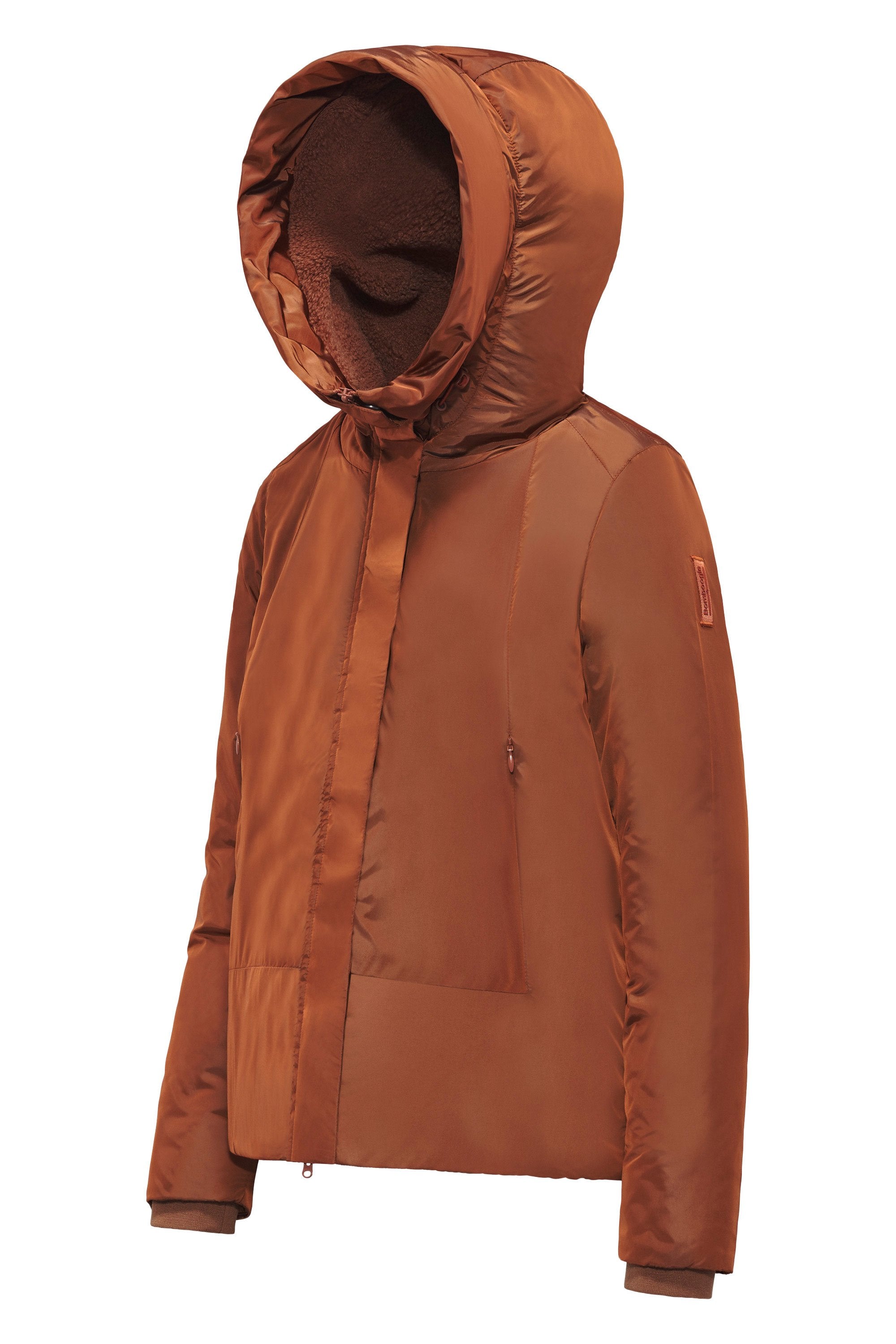 Bomboogie Short women's parka in recycled nylon Sherpa lined JW7630T TMSB 94 brick