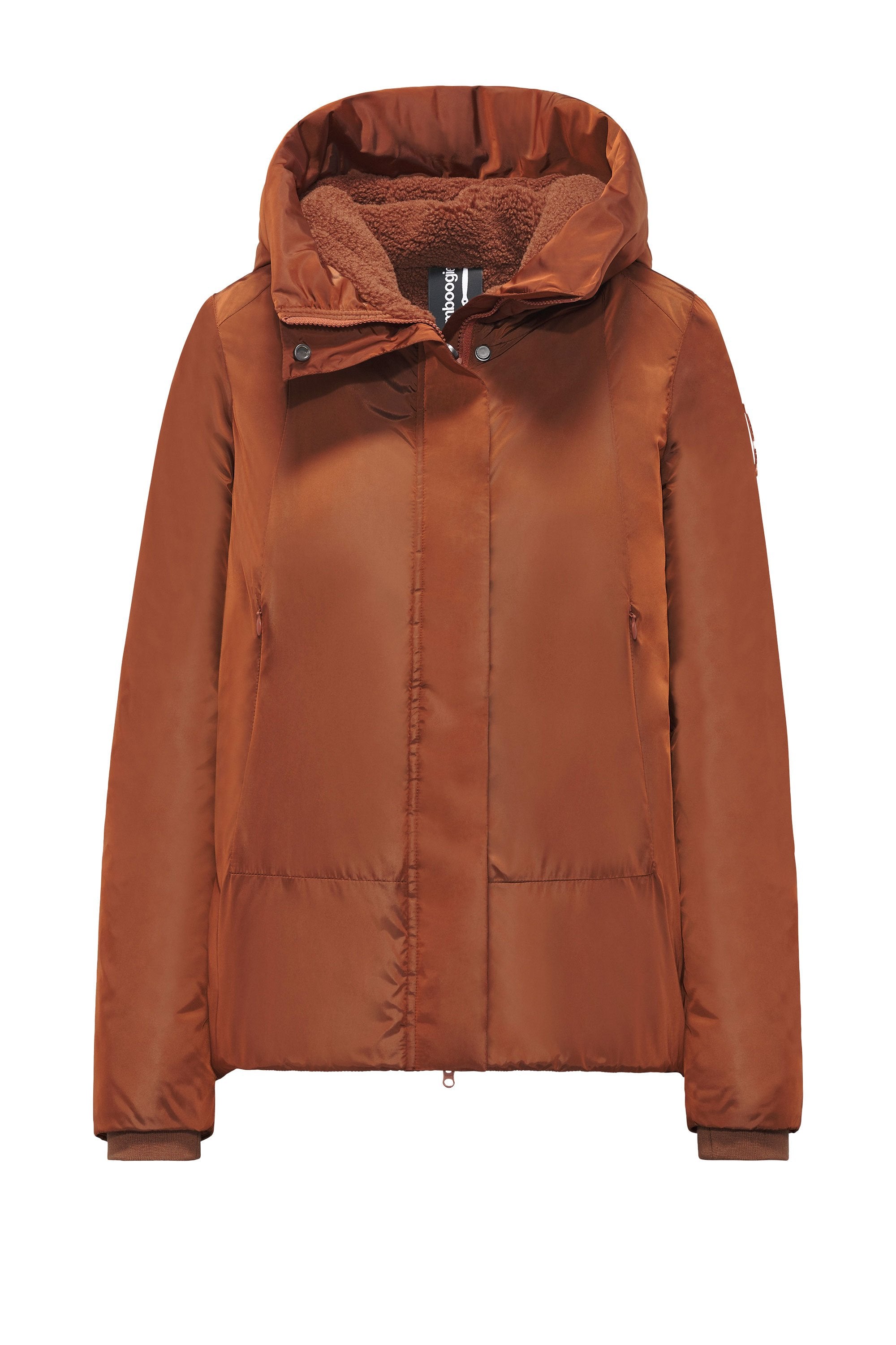 Bomboogie Short women's parka in recycled nylon Sherpa lined JW7630T TMSB 94 brick