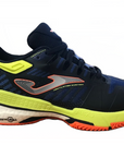 Scarpe da Padel Joma T.Slam Men 2204 TSLAMS2204P blu-limone con superficie in rete traspirante - vista laterale