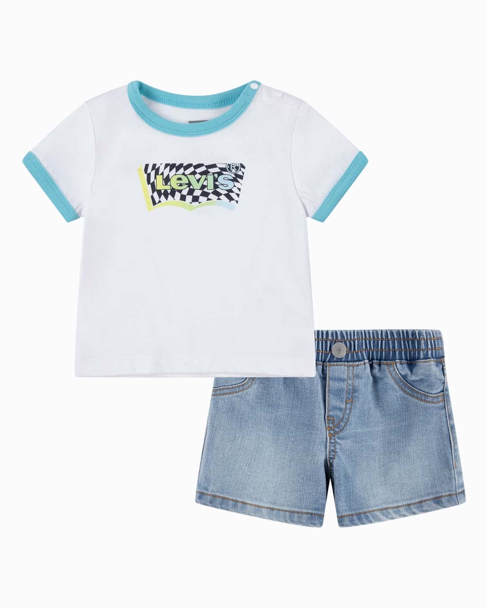 Levi's Kids completino infant T-shirt e Short in jeans 6EH020-W1T bright white