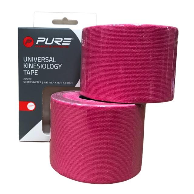 Pure 2Improve fascia per bendaggio neuromuscolare KINESIOLOGY TAPE 5x5 cm rosa (2 rotoli)