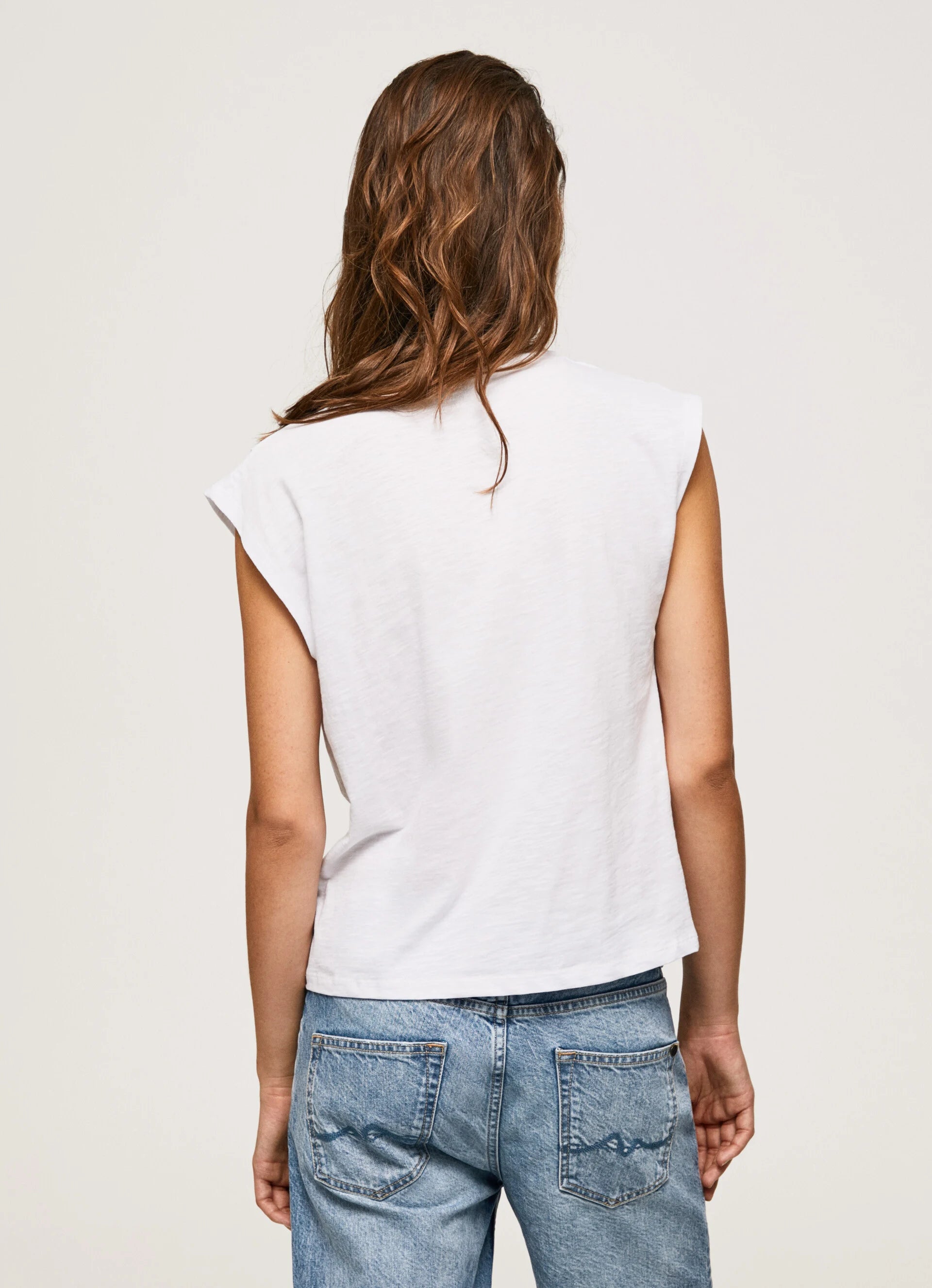 Pepe jeans sleeveless t-shirt with Morgana studs PL505425 800 white