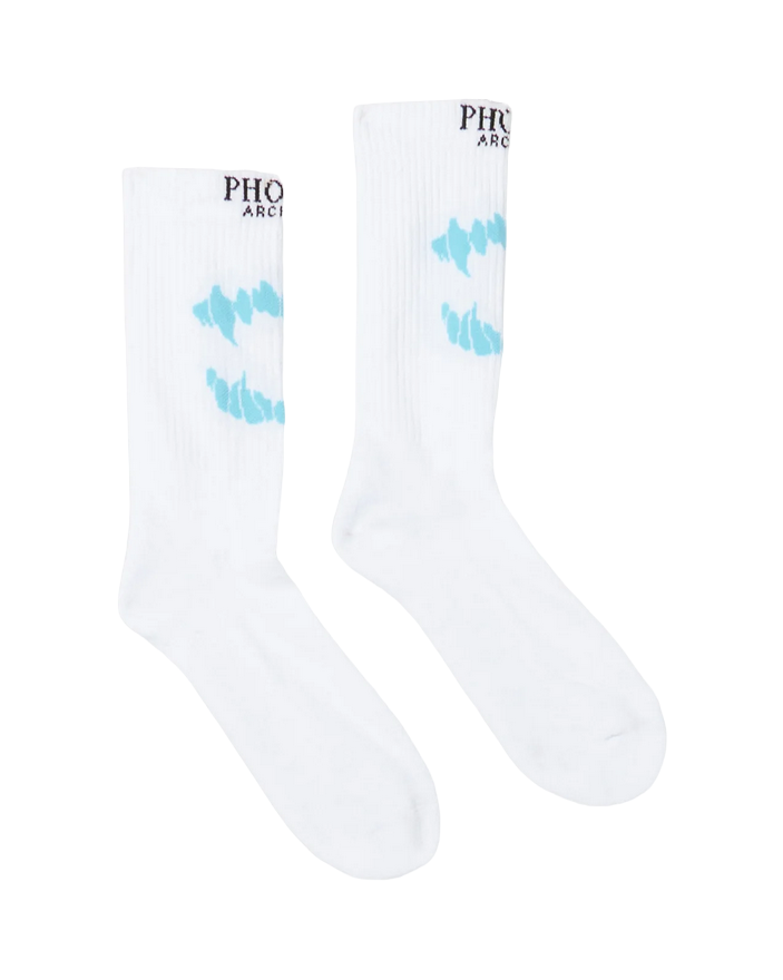 Phobia Calza bianca con Morso del demone PHA00305 bocca azzurra taglia unica