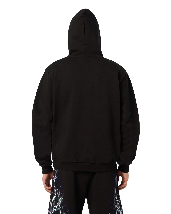 Phobia Felpa con cappuccio nera con Fulmini grigio chiaro PH00350BLGRLB