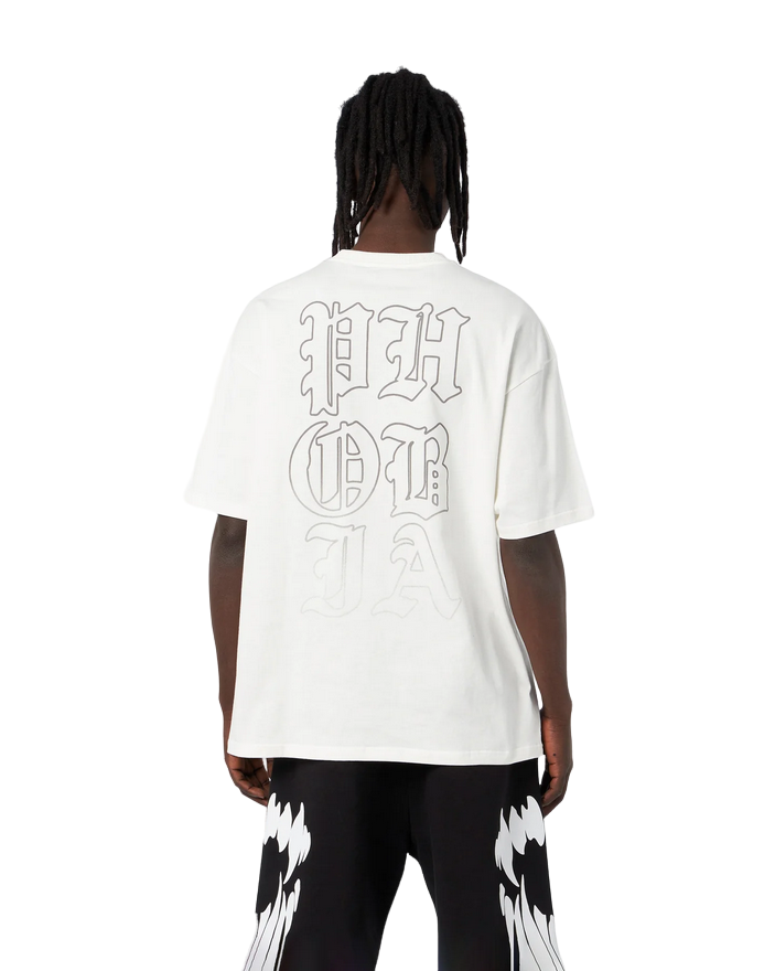 Phobia White unisex t-shirt with gray Demon Bite PH00198 mouth