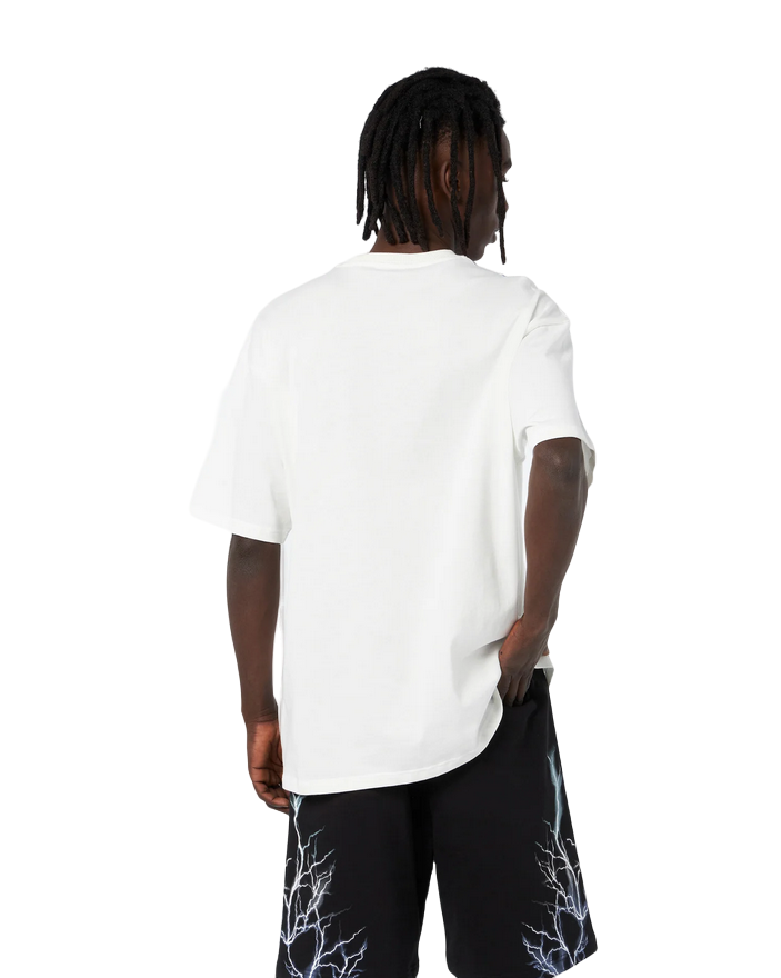 Phobia T-shirt unisex bianca con fulmini blu grigi azzurri PH00107BLGRLB