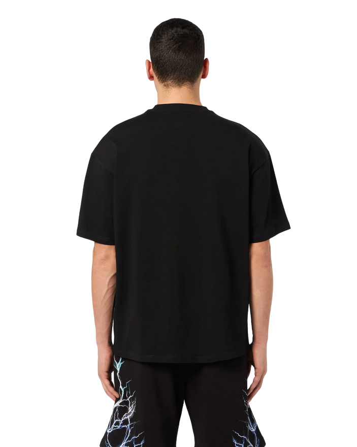 Phobia T-shirt unisex nera blu con fulmini PH00104BLGRLB blu grigio azzurro