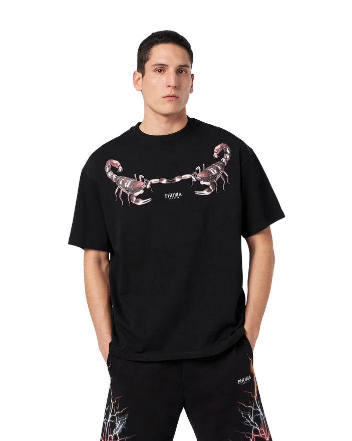 Phobia Black unisex t-shirt with green Scorpion PH00214