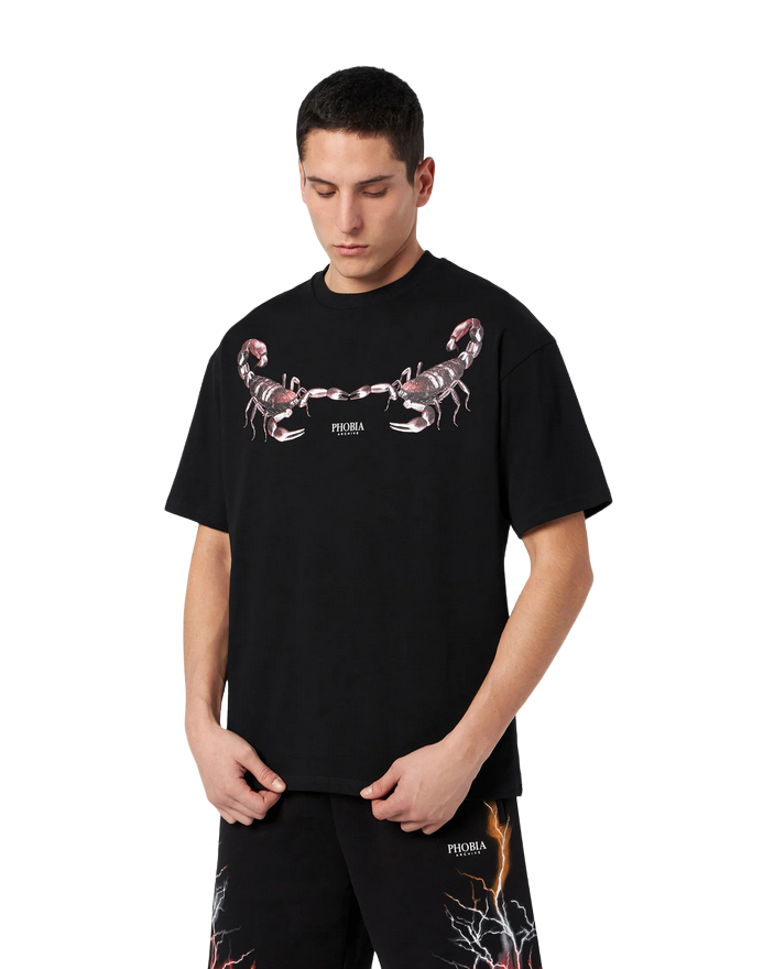 Phobia Black unisex t-shirt with green Scorpion PH00214