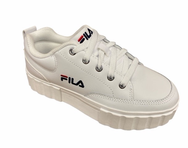 Fila scarpa sneakers in pelle con zeppa da donna Sandblast 1011035.1FG bianco