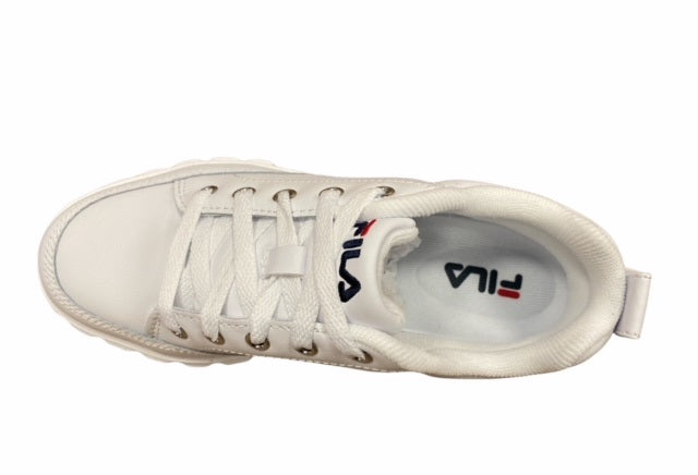 Fila scarpa sneakers in pelle con zeppa da donna Sandblast 1011035.1FG bianco