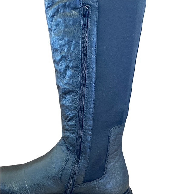 Hosis Stivali da donna in pelle stropicciata e lycra elasticizzata PRF2586 nero