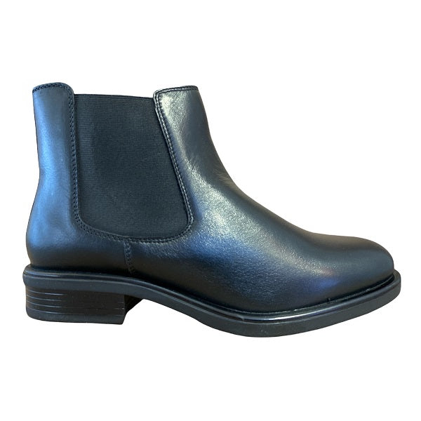Hosis Stivaletti Chelsea da donna in pelle con elastico laterale PRF5389 nero