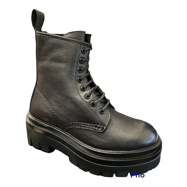 Shooters High amphibian 8 holes real leather rock platform sole S16005-01 black