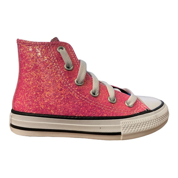 Converse scarpa sneakers da ragazza Chuck Taylor All Star Glitter 672098C rosa nero