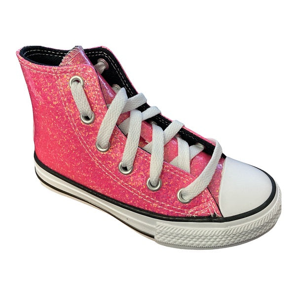 Converse scarpa sneakers da ragazza Chuck Taylor All Star Glitter 672098C rosa nero