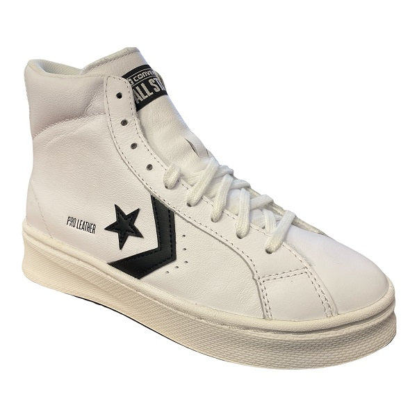 Converse women's leather sneakers shoe Pro Leather Lift Hi 172386C white-black