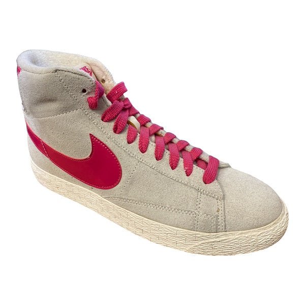 Nike scarpa sneakers da donna Blazer Mid Suede Vintage 518171 100 grigio-rosa