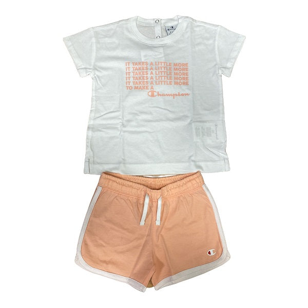 Champion Set Infant T-shirt + Short 404391 ww001 wht white-pink