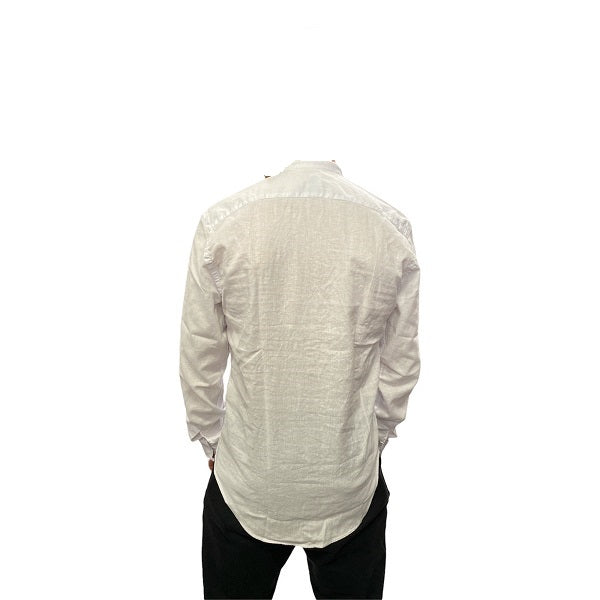 Bomboogie Mandarin collar linen shirt SM 6401 T LITP 00 white