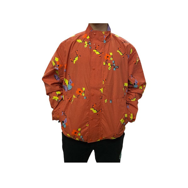 Obey giacca reversibile da uomo Digital 121800495 arancio ginger-lilla