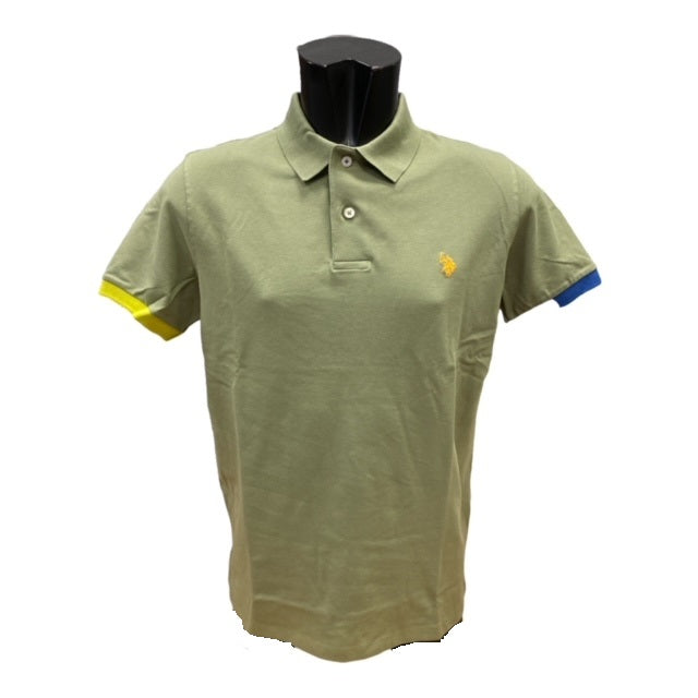 U.S. Polo Assn Polo Kory manica corrta con retrocollo a contrasto 6143750336 246 salvia-giallo oro