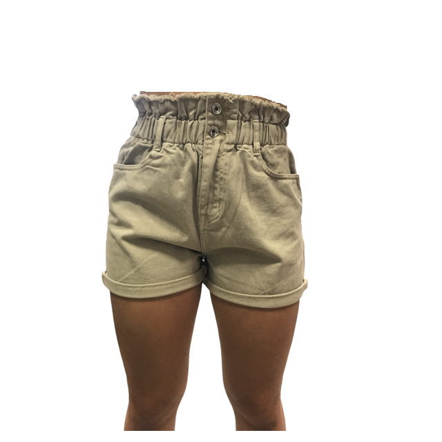 Smithy's Bermuda da donna in Denim con cinto alto elastico WBD641 beige