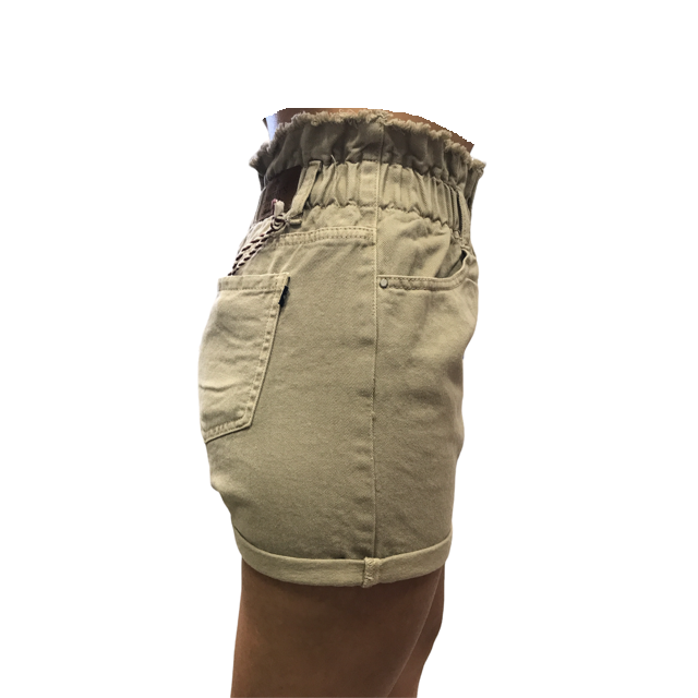 Smithy's Bermuda da donna in Denim con cinto alto elastico WBD641 beige