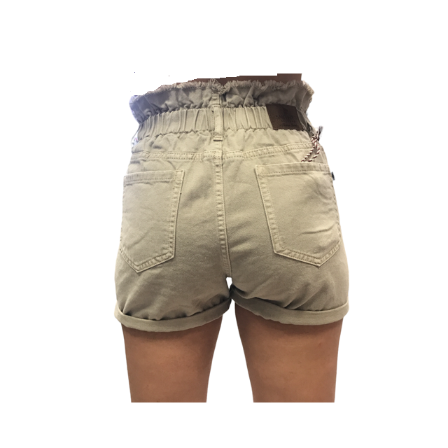 Smithy's Bermuda da donna in Denim con cinto alto elastico WBD641 beige