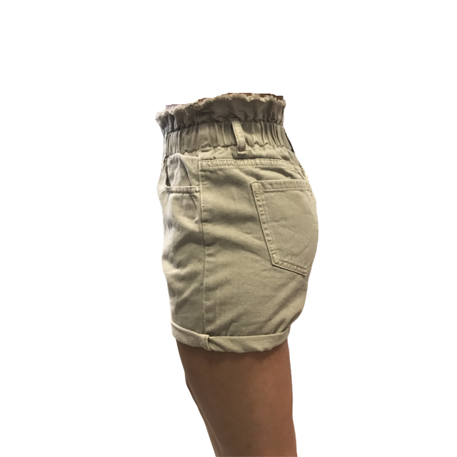 Smithy's Bermuda da donna in Denim con cinto alto elastico WBD641 beige