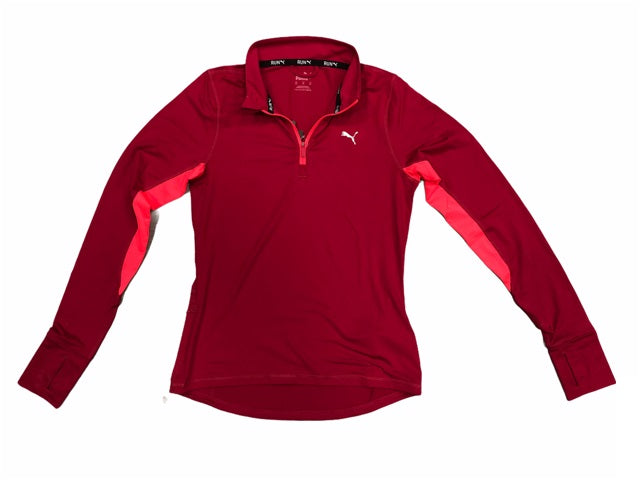Puma maglia manica lunga da donna con mezza zip Run Favorite520184 33 rosso persia