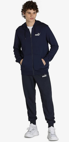Puma ESS Small Logo | Felpa Blu con Cappuccio e Zip Intera 586704 06 intera