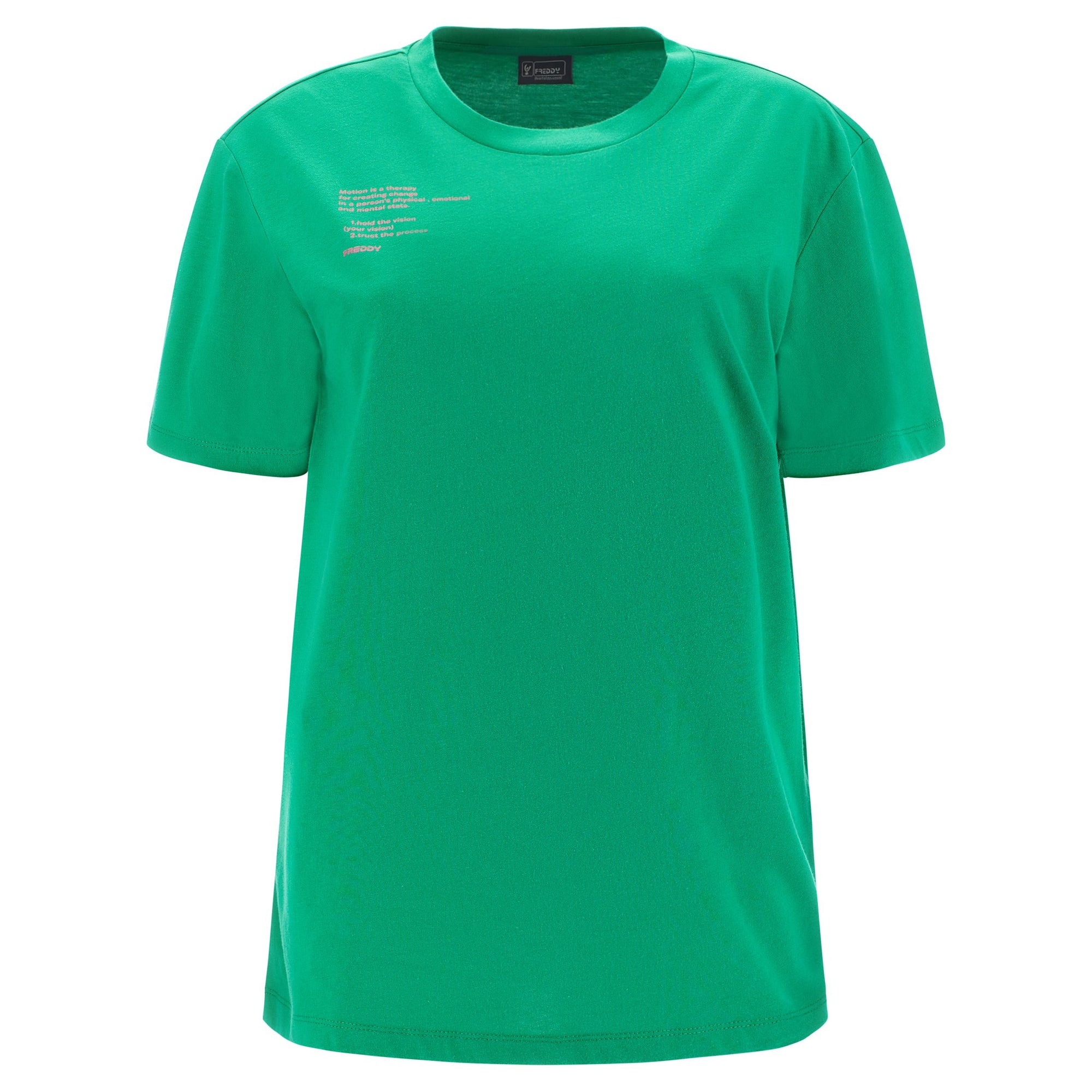 Freddy Women's t-shirt in cotton and S3WGZT4 V87 bright green lettering print