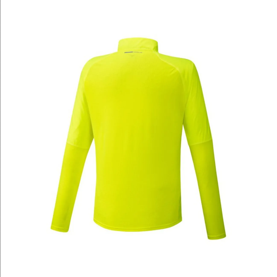 Mizuno men's half zip technical racing shirt ACTIVE HY AEROFLOW LS HZ SHIRT J2GC0525 44 safety yellow