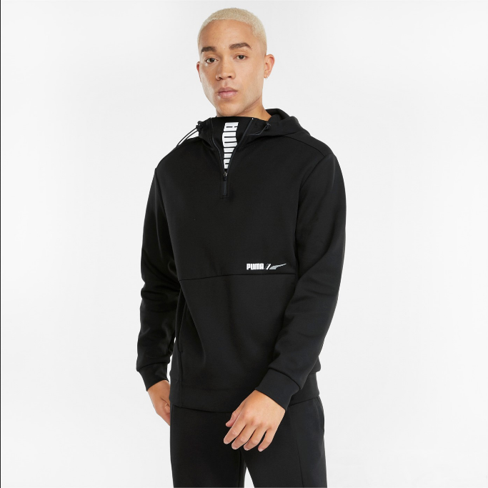 Puma felpa da uomo mezza zip con cappuccio RAD/CAL DK 589389 01 nero