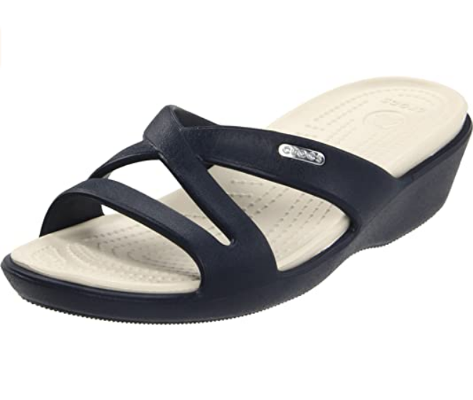 Crocs sandalo da donna con tallone rialzato Patricia II 11661 blu-stucco
